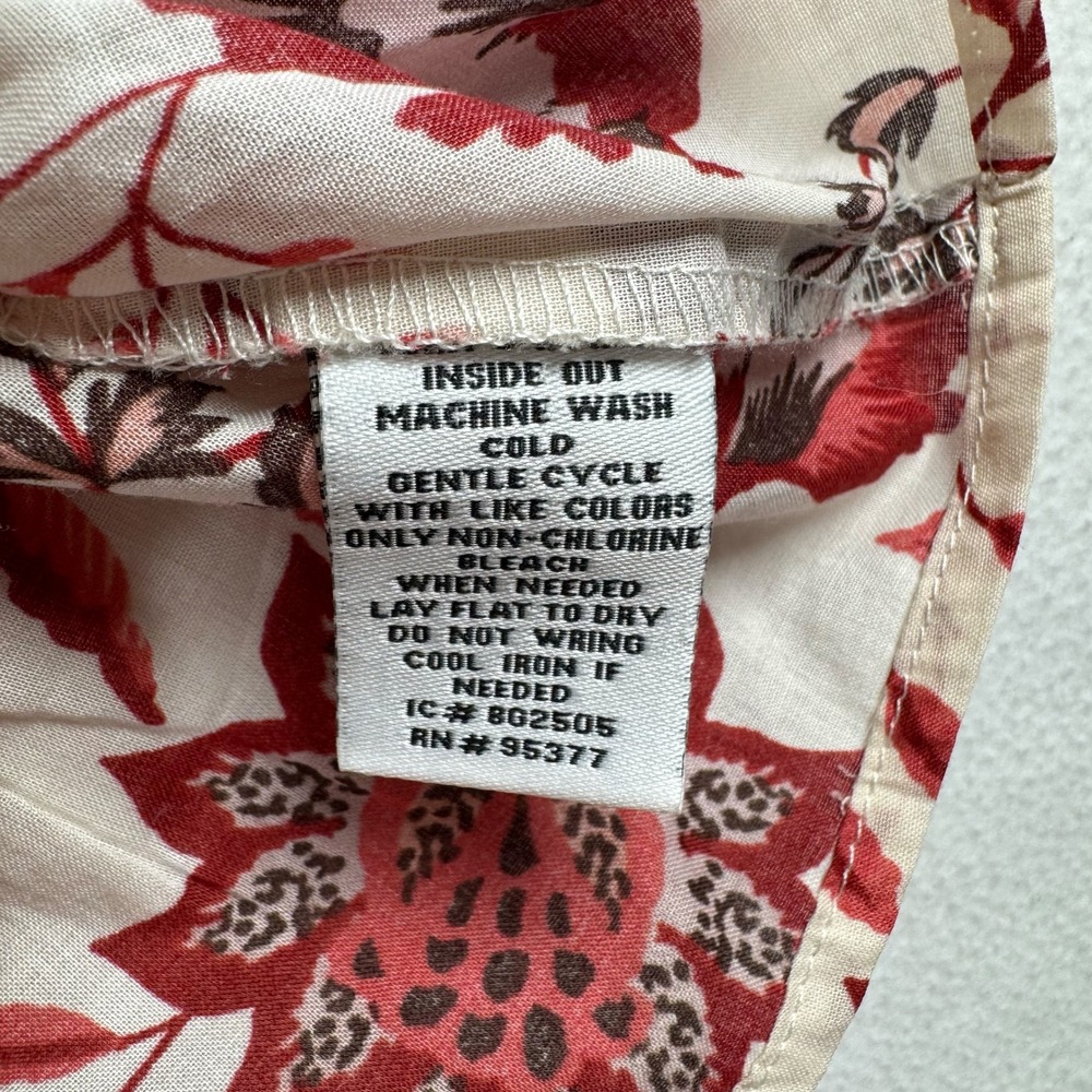 Sanctuary Red Floral Cotton Voile Smocked Peplum Top Sleeveless V-Neck Large NWT - Picture 5 of 7
